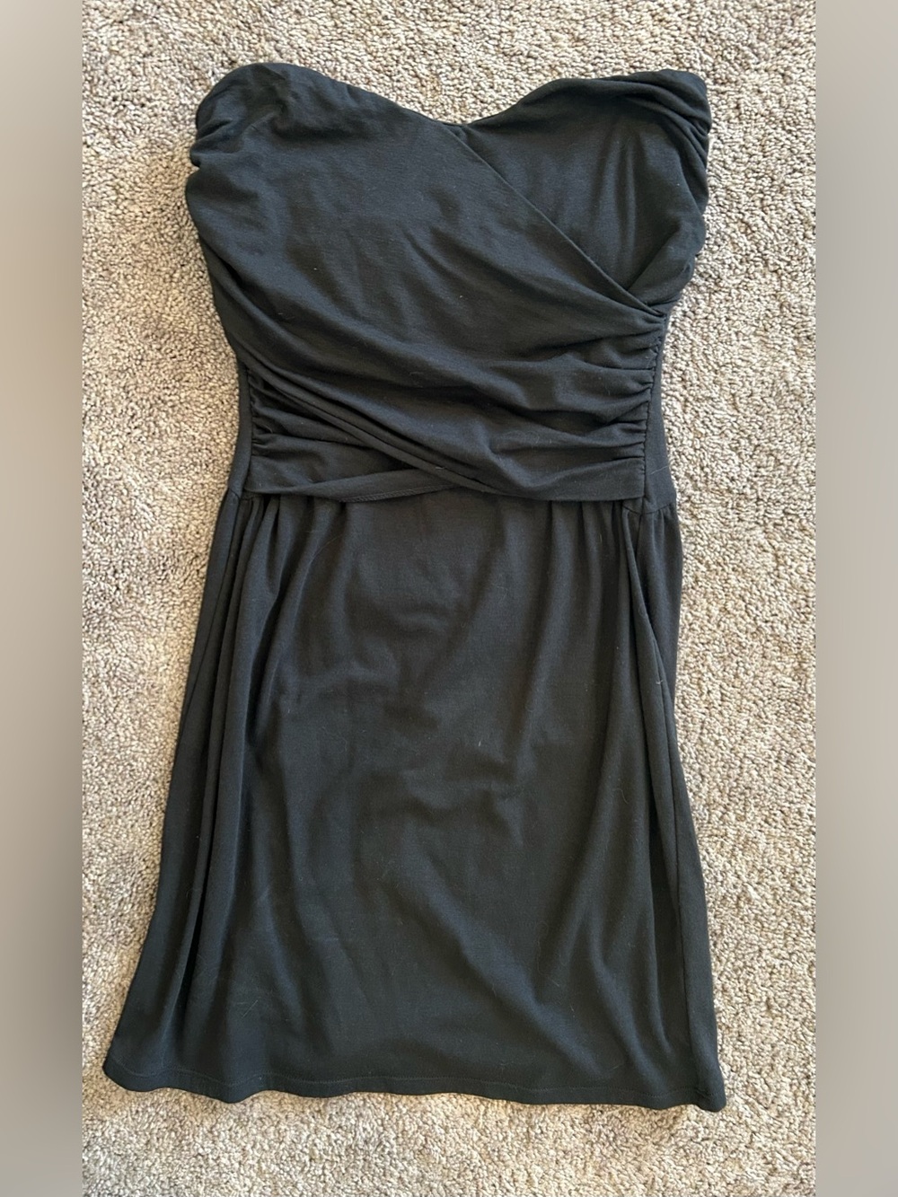 Victoria's Secret Black Strapless Ruched Wrap Dress